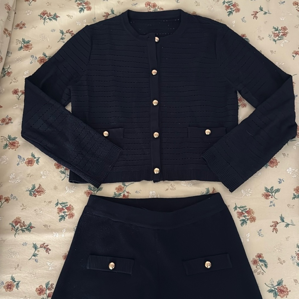 Commense Navy knit crochet set